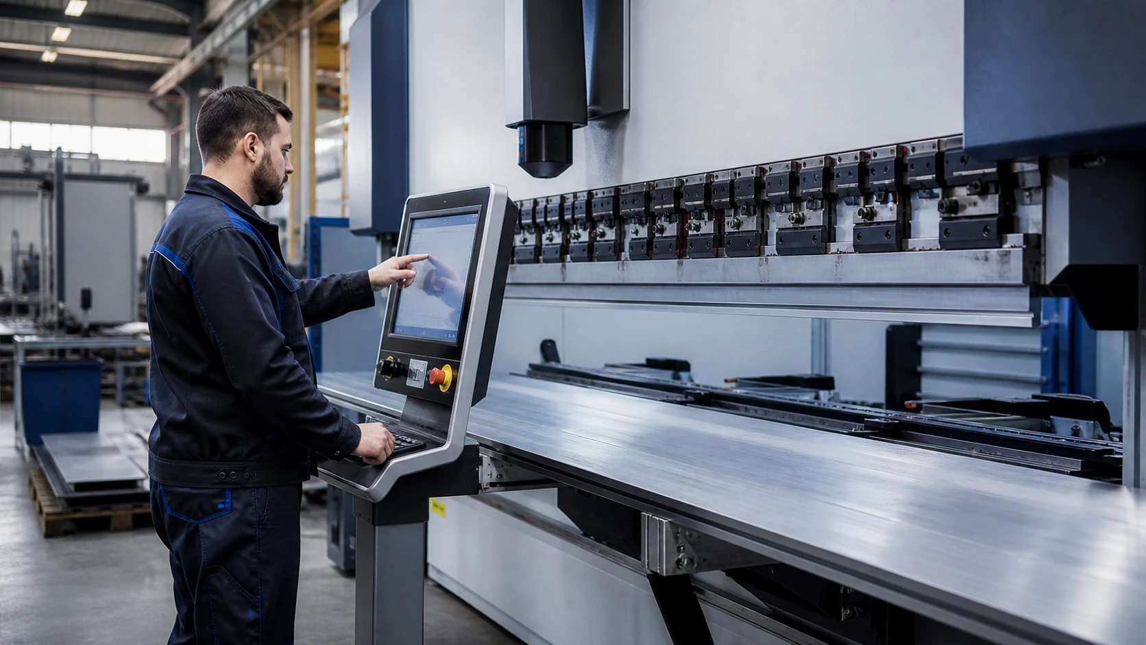 Ảnh chụp thực tế minh họa ưu tiên hệ điều khiển dễ vận hành trong máy chấn CNC